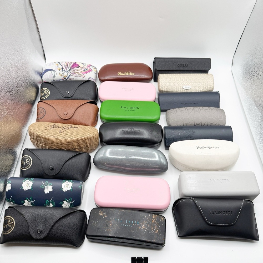 Mixed Lot 22 Designer Eyeglass Cases Ray-Ban Coach Kate Spade Nike Maui Jim